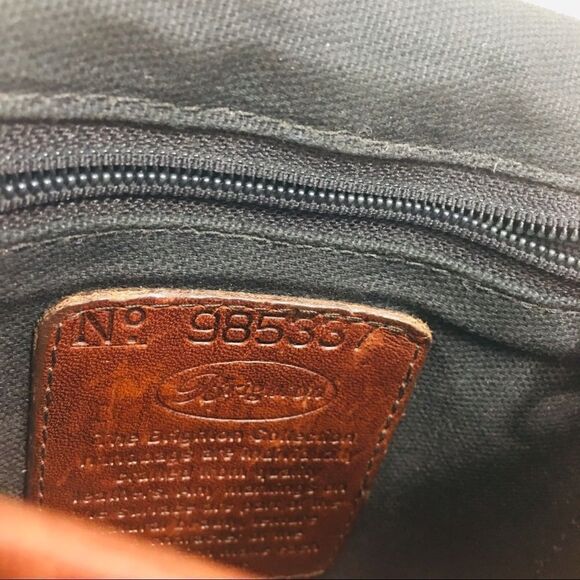 Vintage Brighton Leather & Black Canvas Crossbody Messenger Bag - Picture 3 of 10